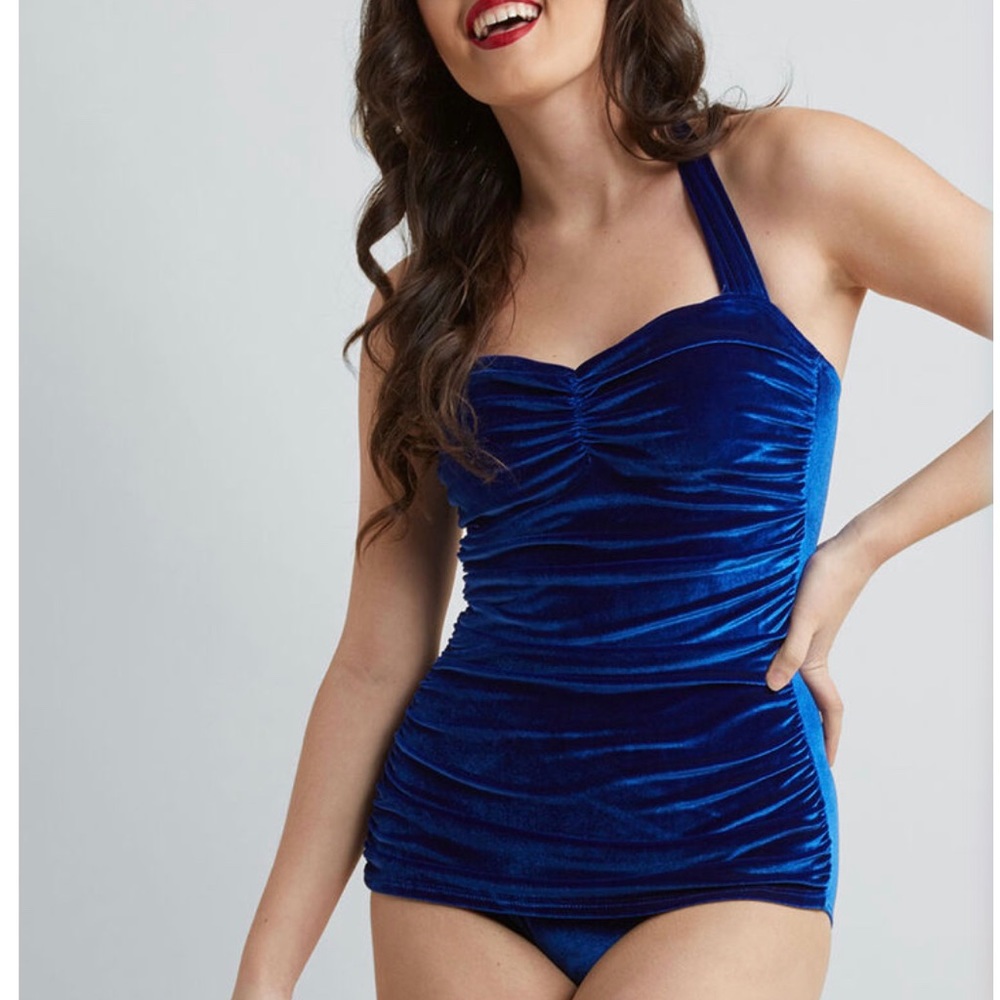 ModCloth crushed velvet halter top one piece